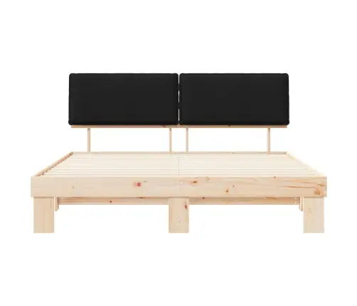 Gultas Rāmis Ar Polsterētu Galvas Balstu Melna 200 X 200 Cm Vidaxl