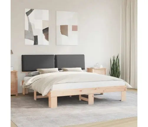 Gultas Rāmis Ar Polsterētu Galvas Balstu Tumši Pelēks Vidaxl