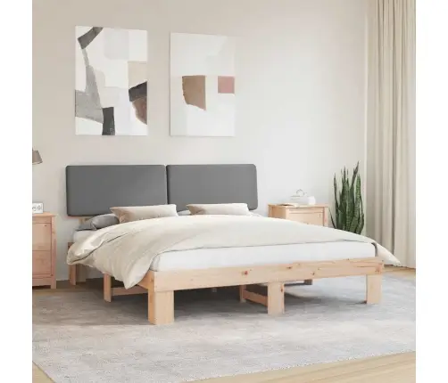 Gultas Rāmis Ar Polsterētu Galvas Balstu Gaiši Pelēks Vidaxl