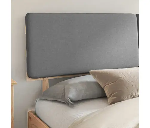 Gultas Rāmis Ar Polsterētu Galvas Balstu Gaiši Pelēks Vidaxl