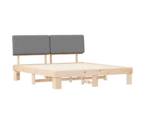 Gultas Rāmis Ar Polsterētu Galvas Balstu Gaiši Pelēks Vidaxl