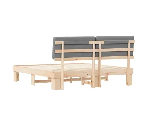 Gultas Rāmis Ar Polsterētu Galvas Balstu Gaiši Pelēks Vidaxl