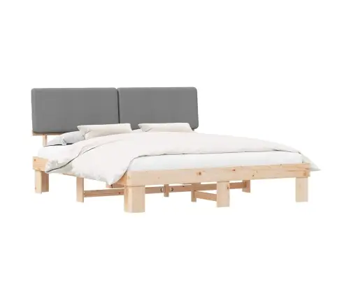 Gultas Rāmis Ar Polsterētu Galvas Balstu Gaiši Pelēks Vidaxl