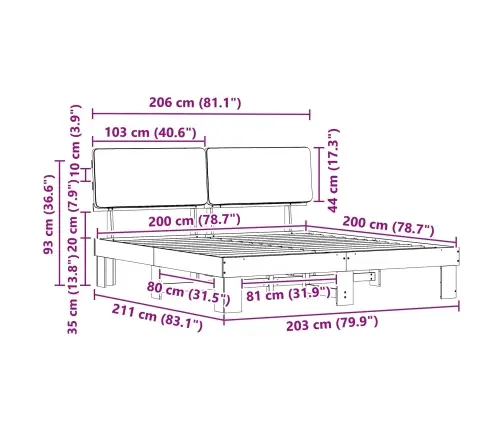 Gultas Rāmis Ar Polsterētu Galvas Balstu Gaiši Pelēks Vidaxl