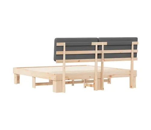 Gultas Rāmis Ar Polsterētu Galvas Balstu Tumši Pelēks Vidaxl