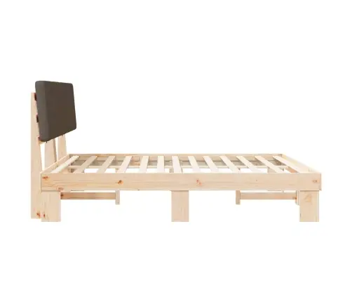 Voodiraam Pehme Peatoega Pruunikashall 200 X 200 Cm Tahke Mänd