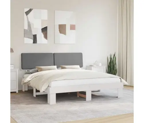 Gultas Rāmis Ar Polsterētu Galvas Balstu Gaiši Pelēks Vidaxl