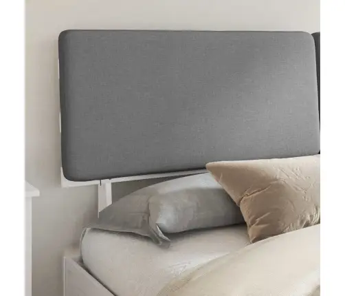 Gultas Rāmis Ar Polsterētu Galvas Balstu Gaiši Pelēks Vidaxl