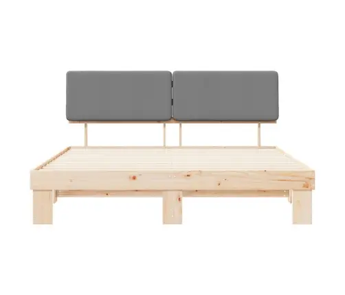 Gultas Rāmis Ar Polsterētu Galvas Balstu Gaiši Pelēks Vidaxl