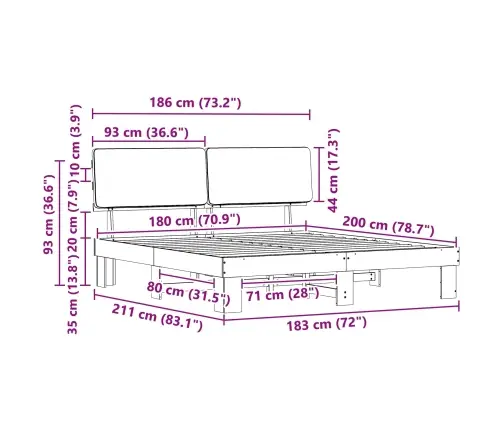 Lovo Rėmas Su Apmuštu Galvūgaliu Juoda 180 X 200 Cm