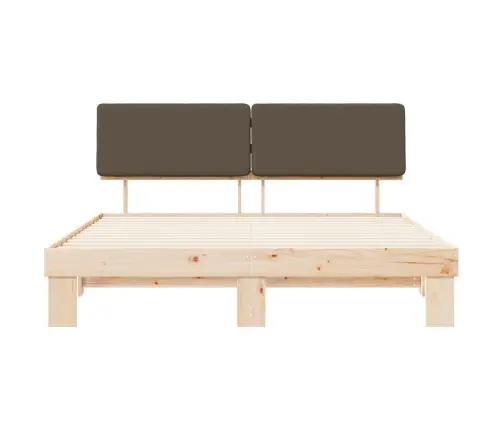 Voodiraam Pehme Peatoega Pruunikashall 180 X 200 Cm Tahke Mänd