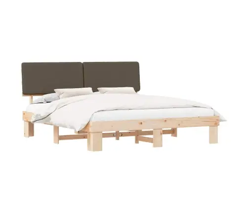 Voodiraam Pehme Peatoega Pruunikashall 180 X 200 Cm Tahke Mänd