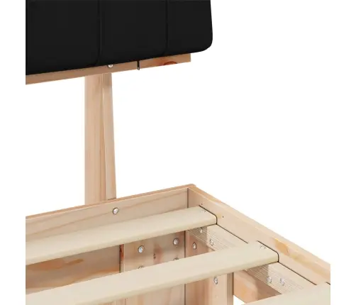 Voodiraam Pehme Peatoega Peaga Must 200 X 200 Cm Tahke Mänd