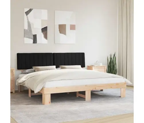 Voodiraam Pehme Peatoega Peaga Must 200 X 200 Cm Tahke Mänd