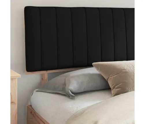 Voodiraam Pehme Peatoega Peaga Must 200 X 200 Cm Tahke Mänd