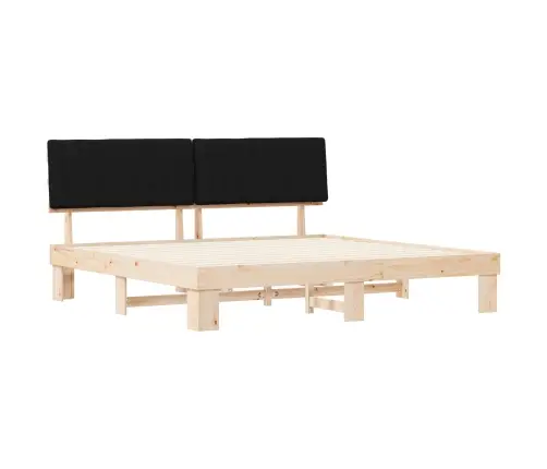 Voodiraam Pehme Peatoega Peaga Must 200 X 200 Cm Tahke Mänd