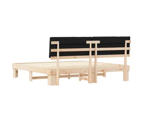 Voodiraam Pehme Peatoega Peaga Must 200 X 200 Cm Tahke Mänd