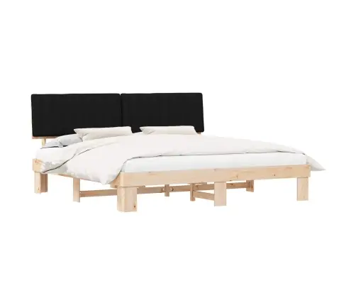 Voodiraam Pehme Peatoega Peaga Must 200 X 200 Cm Tahke Mänd