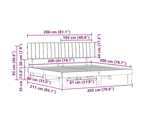 Voodiraam Pehme Peatoega Peaga Must 200 X 200 Cm Tahke Mänd