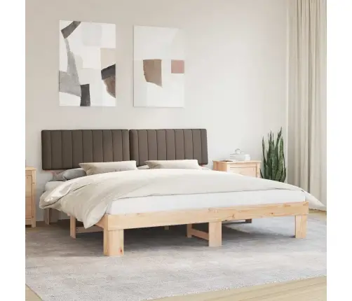 Gultas Rāmis Ar Polsterētu Galvas Balstu Pelēkbrūna Vidaxl