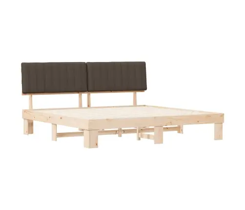 Gultas Rāmis Ar Polsterētu Galvas Balstu Pelēkbrūna Vidaxl