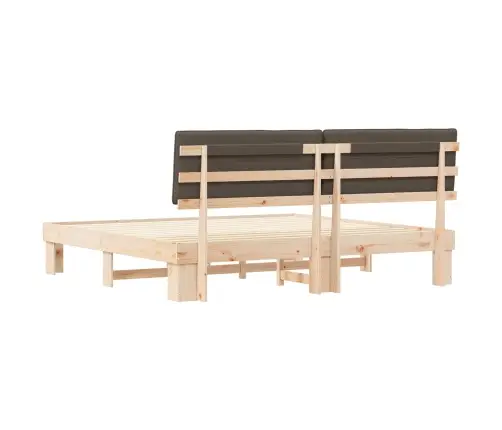 Gultas Rāmis Ar Polsterētu Galvas Balstu Pelēkbrūna Vidaxl