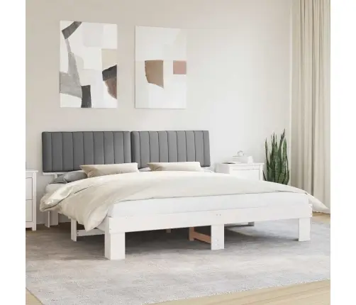 Voodiraam Pehme Peatoega Peaga Helehall 200 X 200 Cm Tahke Mänd