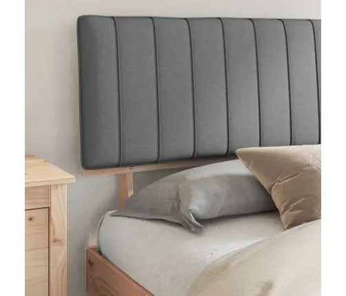 Voodiraam Pehme Peatoega Peaga Helehall 180 X 200 Cm Tahke Mänd