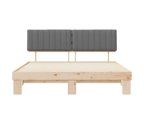 Voodiraam Pehme Peatoega Peaga Helehall 180 X 200 Cm Tahke Mänd