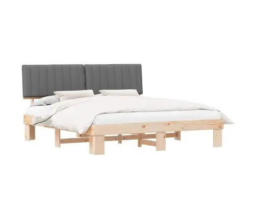 Voodiraam Pehme Peatoega Peaga Helehall 180 X 200 Cm Tahke Mänd