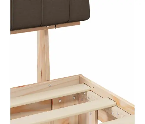 Voodiraam Pehme Peatoega Pruunikashall 180 X 200 Cm Tahke Mänd