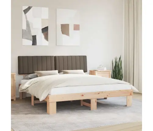 Voodiraam Pehme Peatoega Pruunikashall 180 X 200 Cm Tahke Mänd