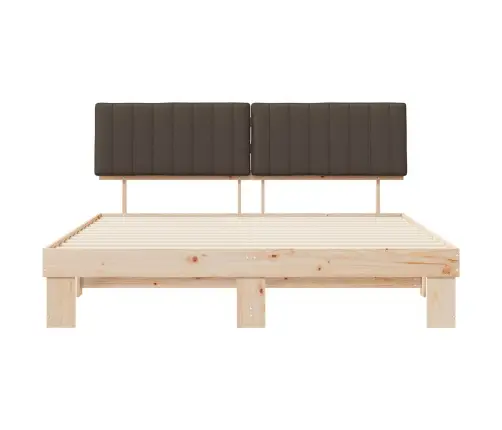 Voodiraam Pehme Peatoega Pruunikashall 180 X 200 Cm Tahke Mänd