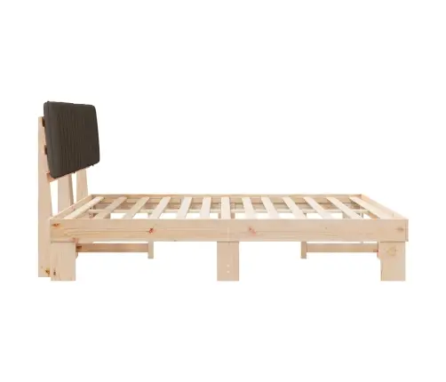 Voodiraam Pehme Peatoega Pruunikashall 180 X 200 Cm Tahke Mänd