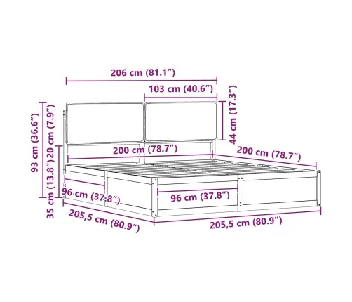 Gultas Rāmis Ar Polsterētu Galvas Balstu Gaiši Pelēks Vidaxl