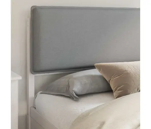 Gultas Rāmis Ar Polsterētu Galvas Balstu Gaiši Pelēks Vidaxl