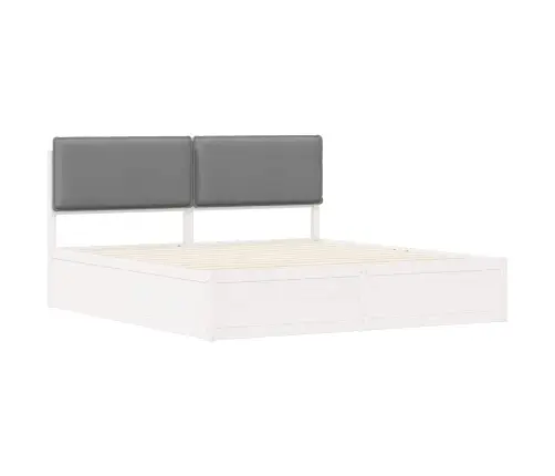 Gultas Rāmis Ar Polsterētu Galvas Balstu Gaiši Pelēks Vidaxl