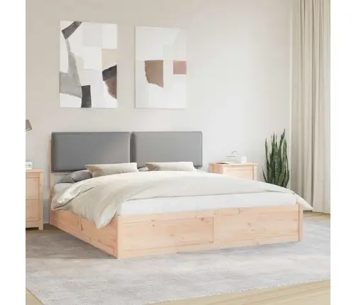 Gultas Rāmis Ar Polsterētu Galvas Balstu Gaiši Pelēks Vidaxl