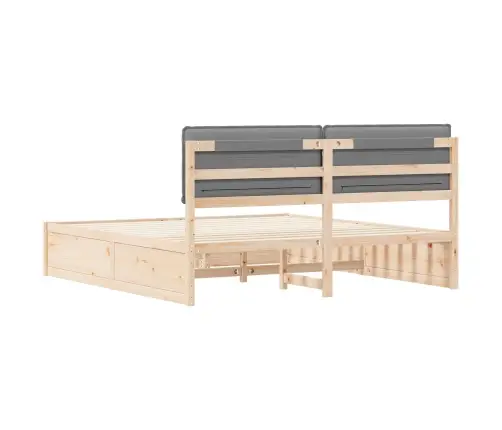 Gultas Rāmis Ar Polsterētu Galvas Balstu Gaiši Pelēks Vidaxl