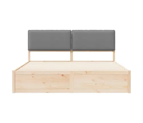 Gultas Rāmis Ar Polsterētu Galvas Balstu Gaiši Pelēks Vidaxl