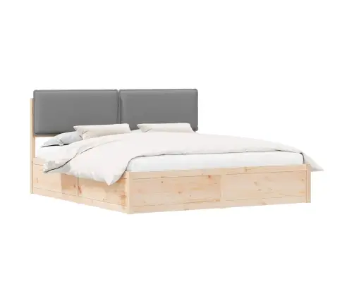 Gultas Rāmis Ar Polsterētu Galvas Balstu Gaiši Pelēks Vidaxl