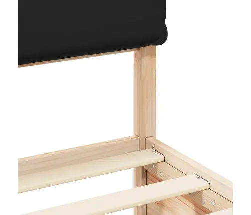 Voodiraam Pehme Peatoega Peaga Must 180 X 200 Cm Tahke Mänd