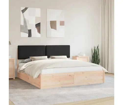 Voodiraam Pehme Peatoega Peaga Must 180 X 200 Cm Tahke Mänd