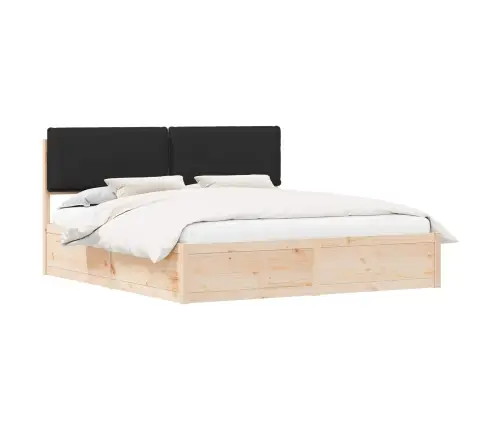 Voodiraam Pehme Peatoega Peaga Must 180 X 200 Cm Tahke Mänd