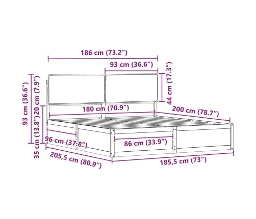 Voodiraam Pehme Peatoega Peaga Must 180 X 200 Cm Tahke Mänd