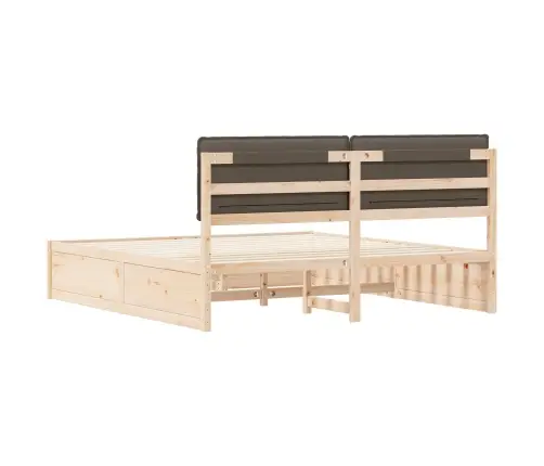 Gultas Rāmis Ar Polsterētu Galvas Balstu Pelēkbrūna Vidaxl