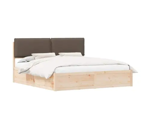 Gultas Rāmis Ar Polsterētu Galvas Balstu Pelēkbrūna Vidaxl