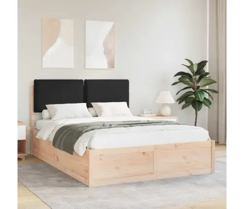 Gultas Rāmis Ar Polsterētu Galvas Balstu Melna 135 X 190 Cm Vidaxl