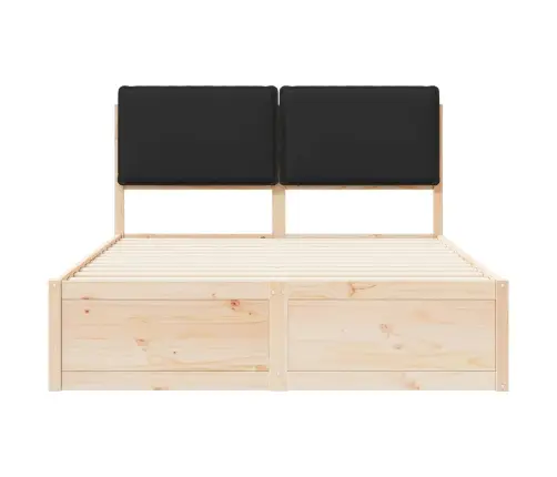 Gultas Rāmis Ar Polsterētu Galvas Balstu Melna 135 X 190 Cm Vidaxl