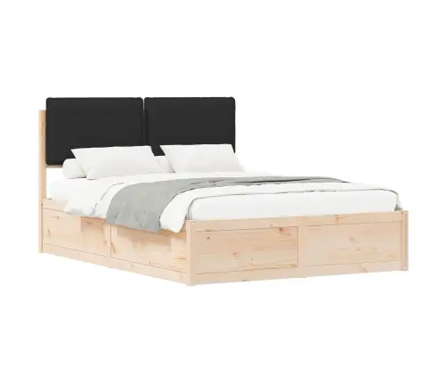 Gultas Rāmis Ar Polsterētu Galvas Balstu Melna 135 X 190 Cm Vidaxl